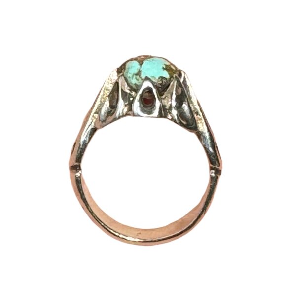 Navajo Turquoise Chocolate Brown Matrix Ring 925 Silver Size 8.5 Vintage - Picture 11 of 13